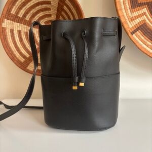 Cuyana Black Leather Bucket Bag